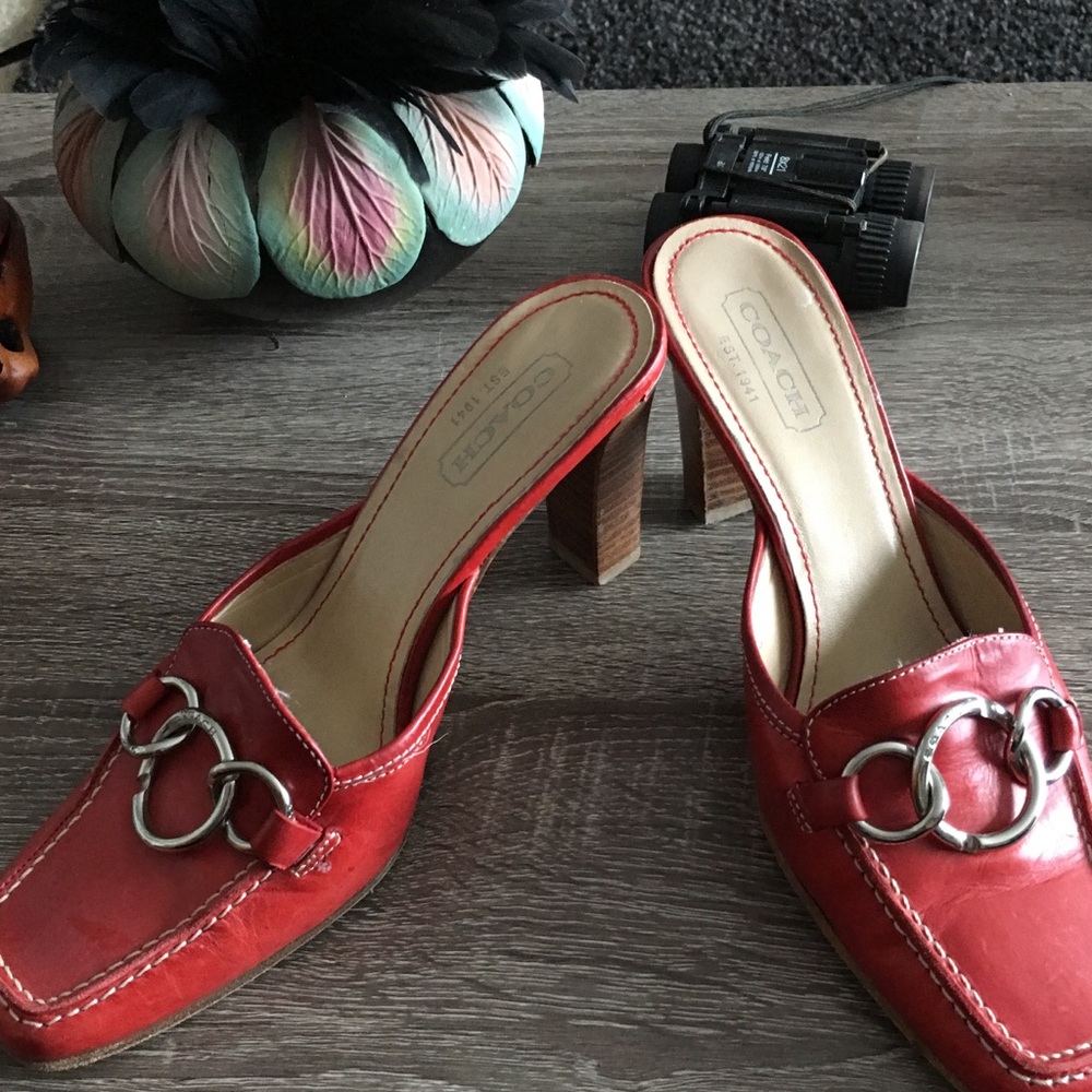 Red mules - lightly worn - really cute