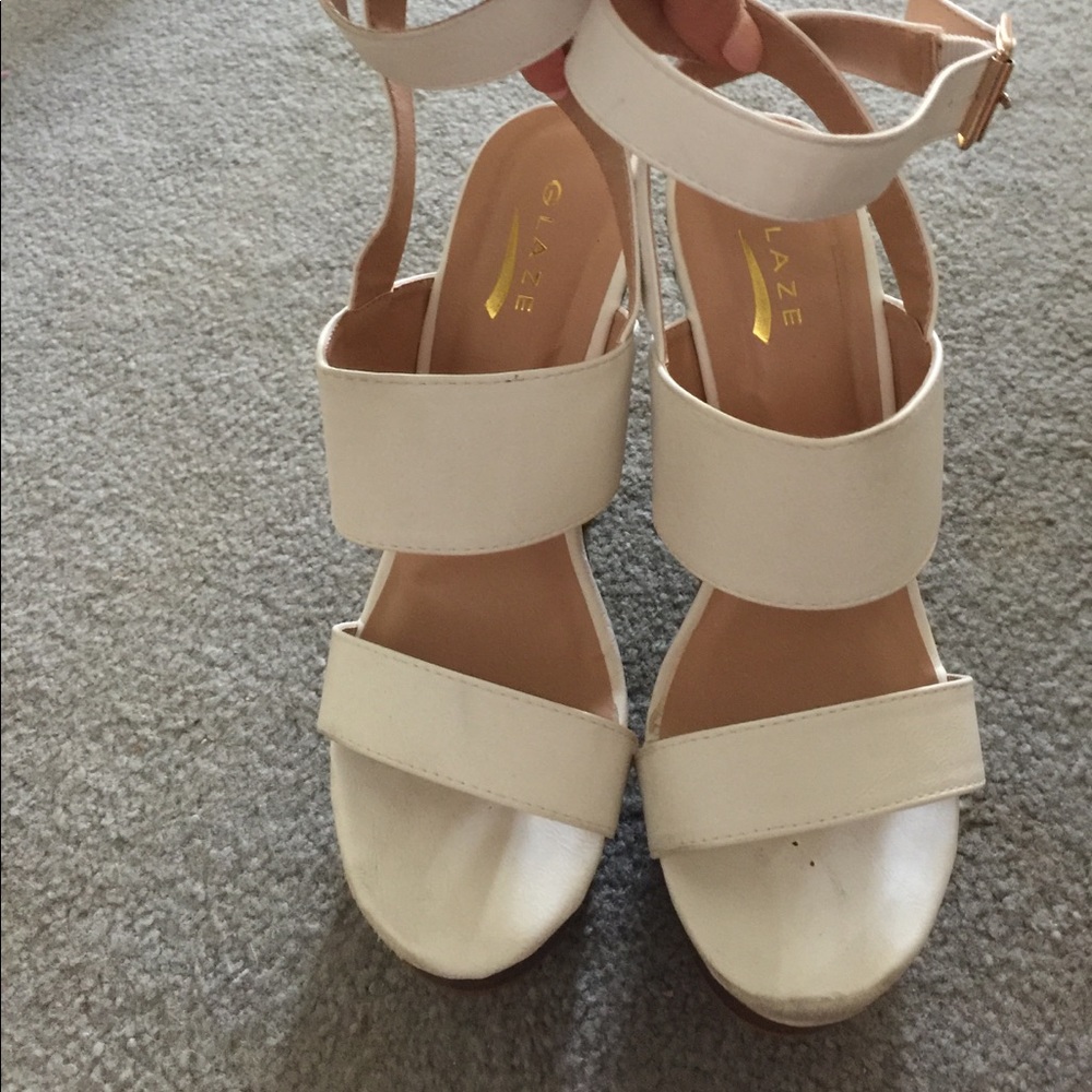 White with brown heel