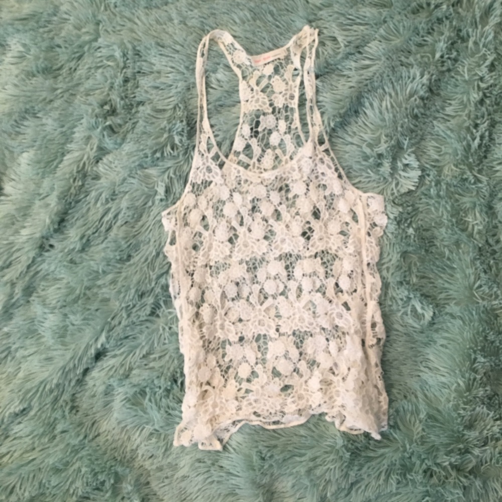 White Crochet Tank Top