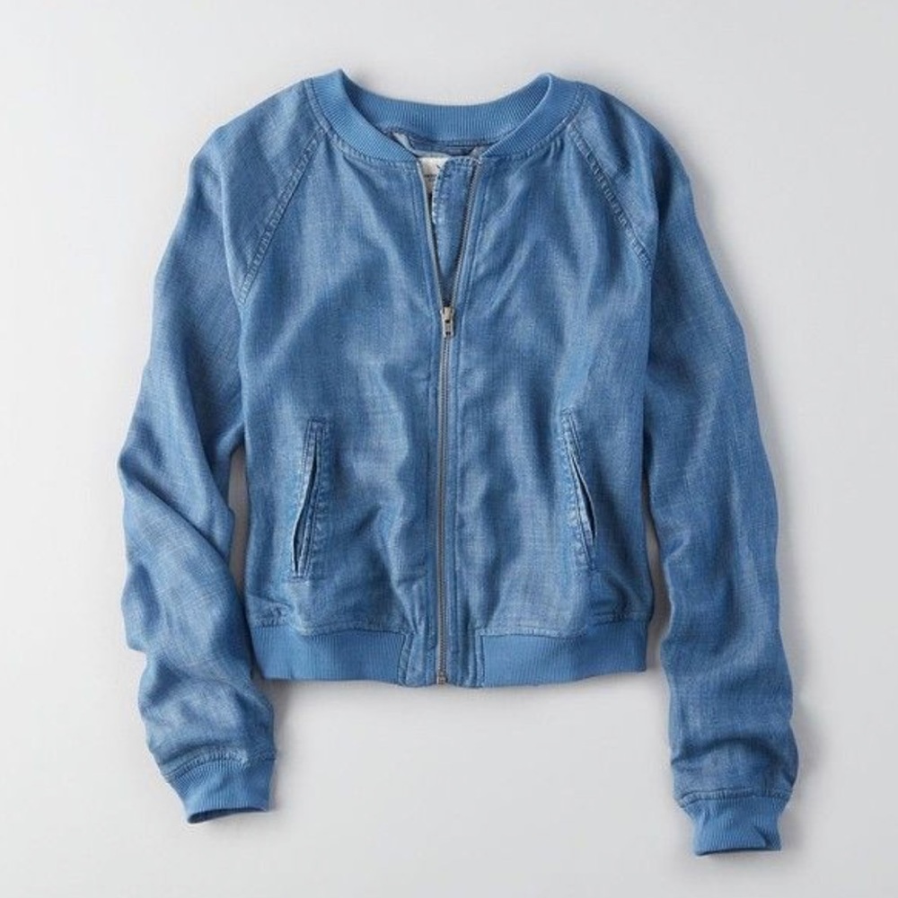 American Eagle chambray bomber jacket