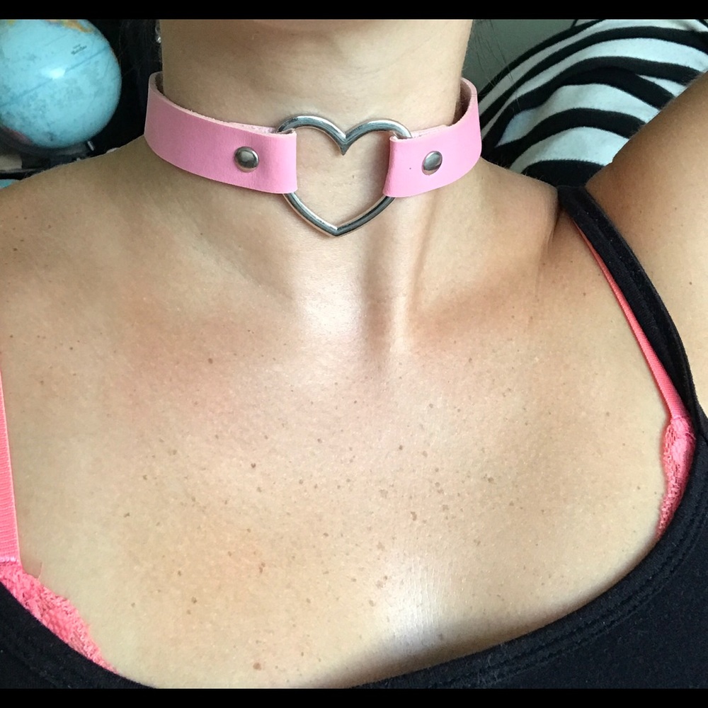 Pink Heart Choker, Heart Choker, Kawaii Choker