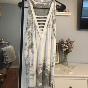 Brown white tie dye tank