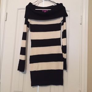 Black & White Striped Sweater Dress