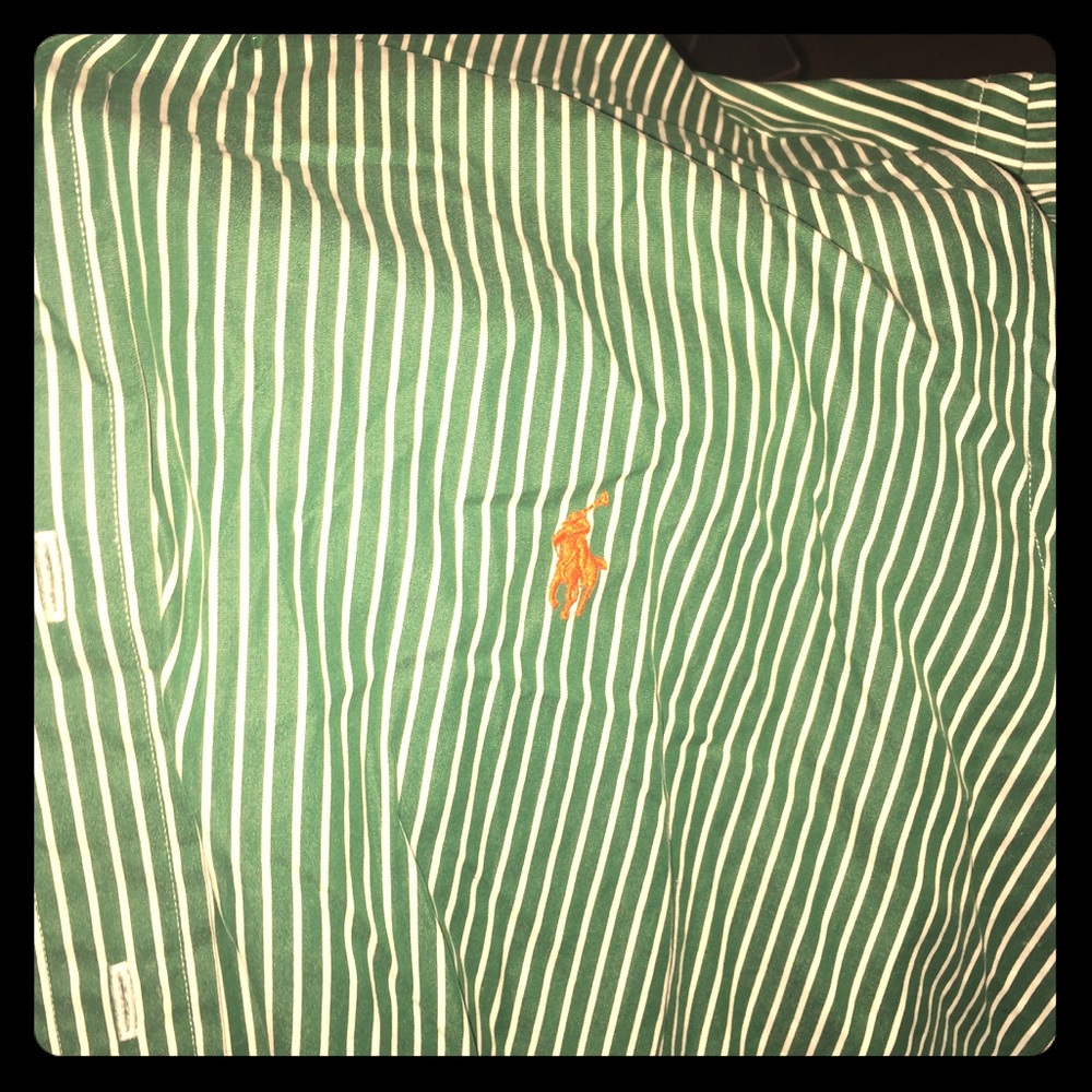 Ralph Lauren Polo Green Strip collard long sleeve