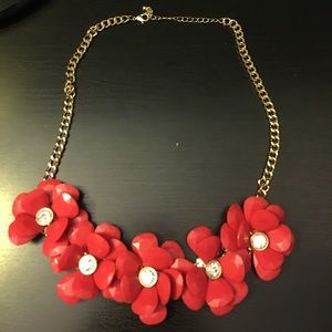 Red flower statement necklace
