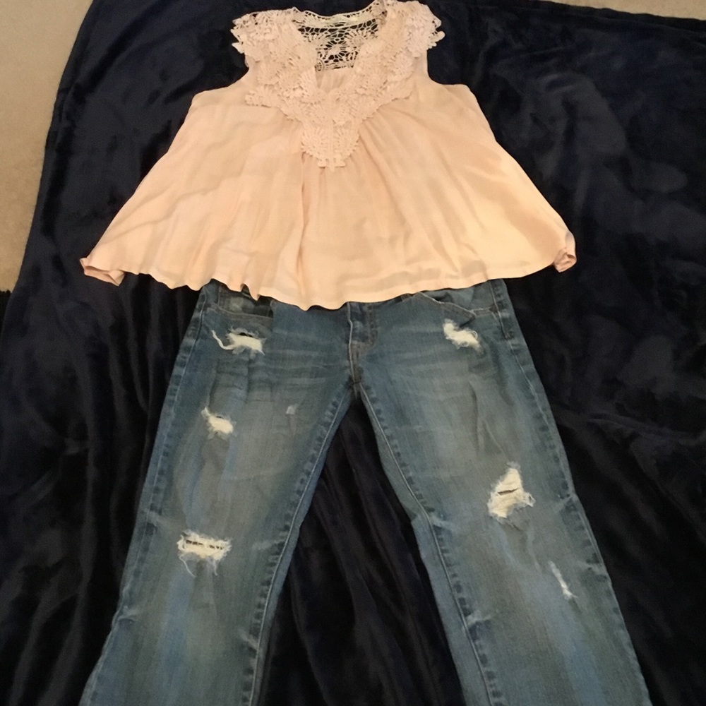 Refuge deconstructed denim capris