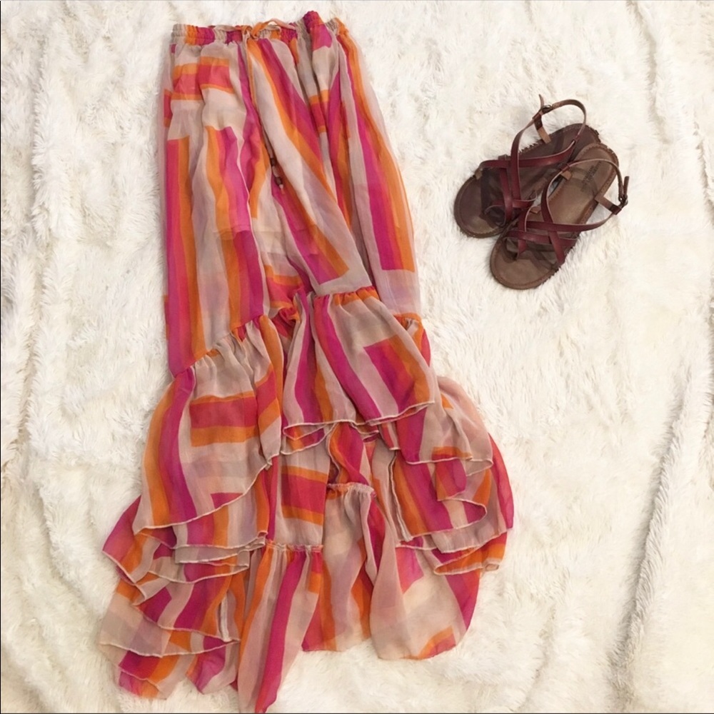 Roxy High Low Striped Skirt NWOT