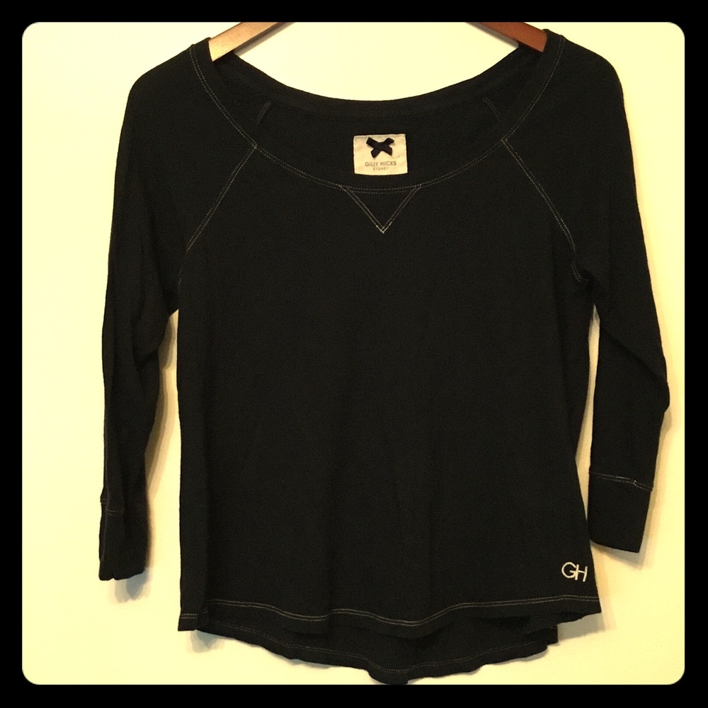 Gilly Hicks Sydney Black/Blue Scoop Neck Shirt