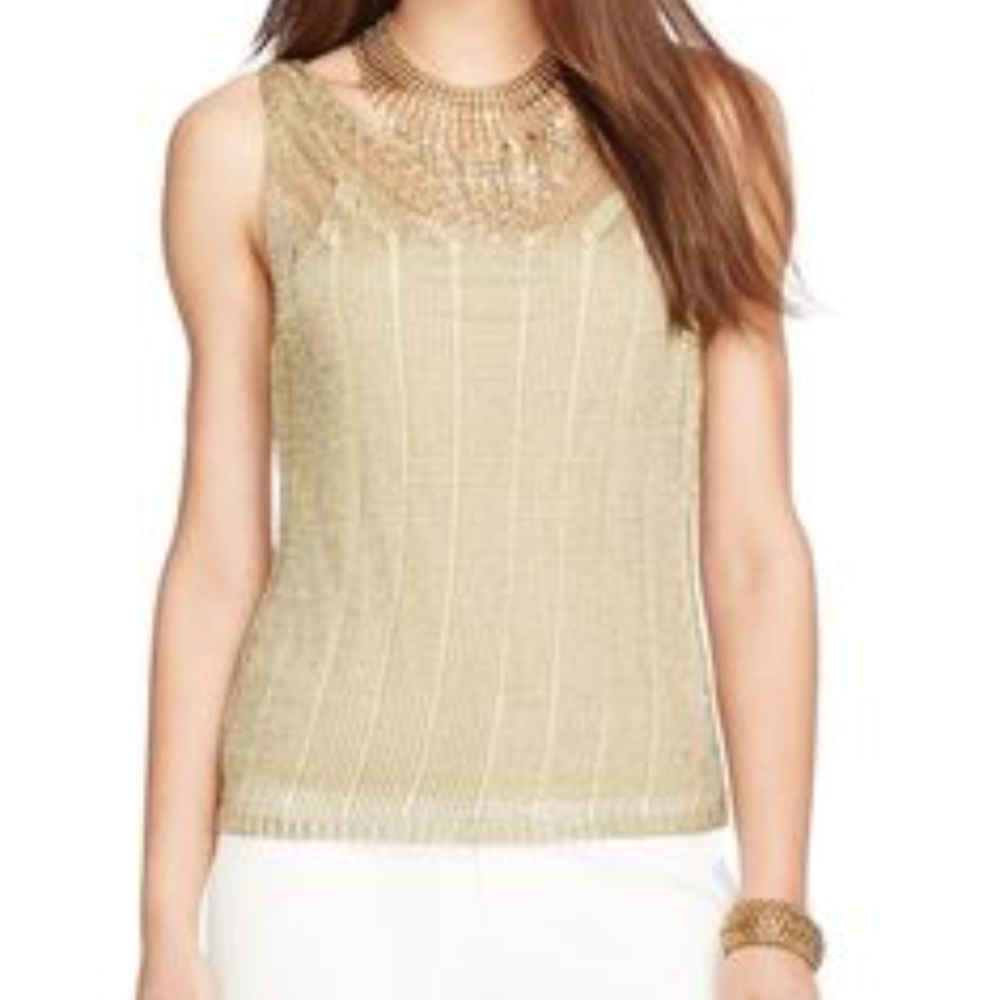 NWT Gold knit top come with attached camisole