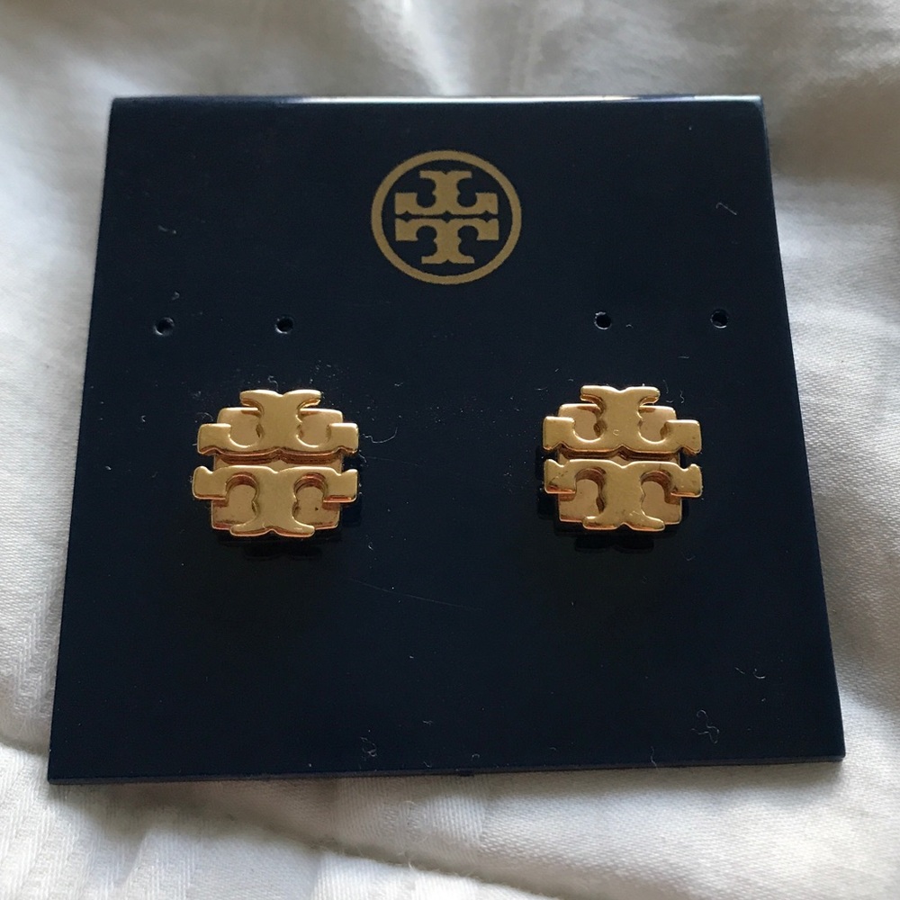 Tory Burch Logo Stud Earrings Large Gold