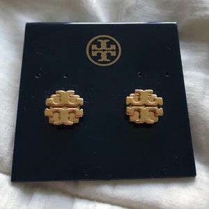 Tory Burch Logo Stud Earrings Large Gold