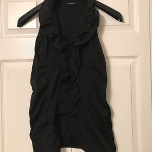 Black ruffled top- side zip