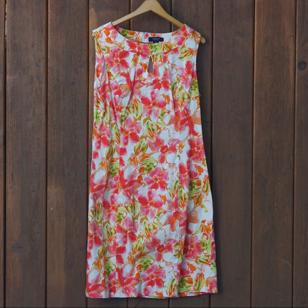 Chaps Colorful Summer Dress with high-neck, Sz 12