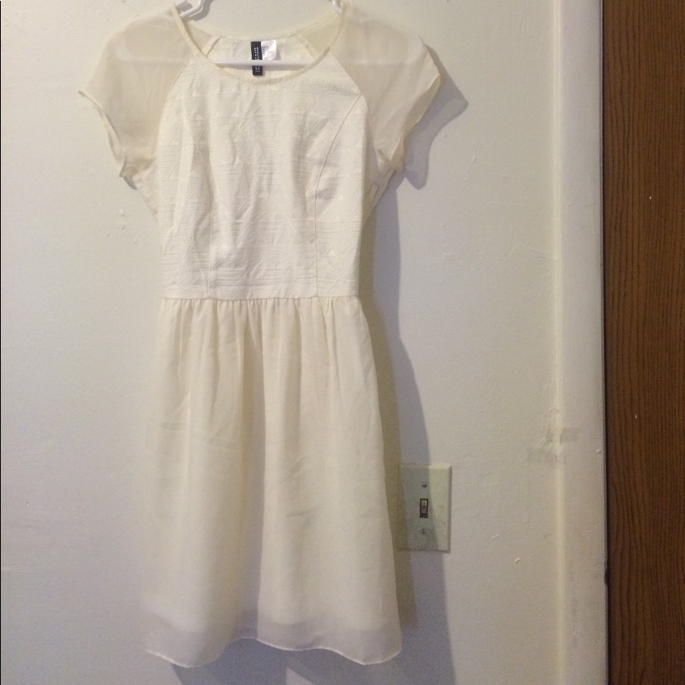 White dress with geometric print