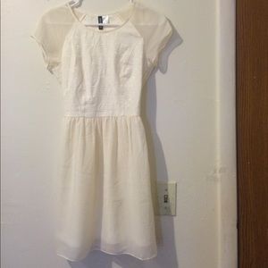 White dress with geometric print