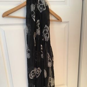 Black Skeleton Sugar Skull Scarf
