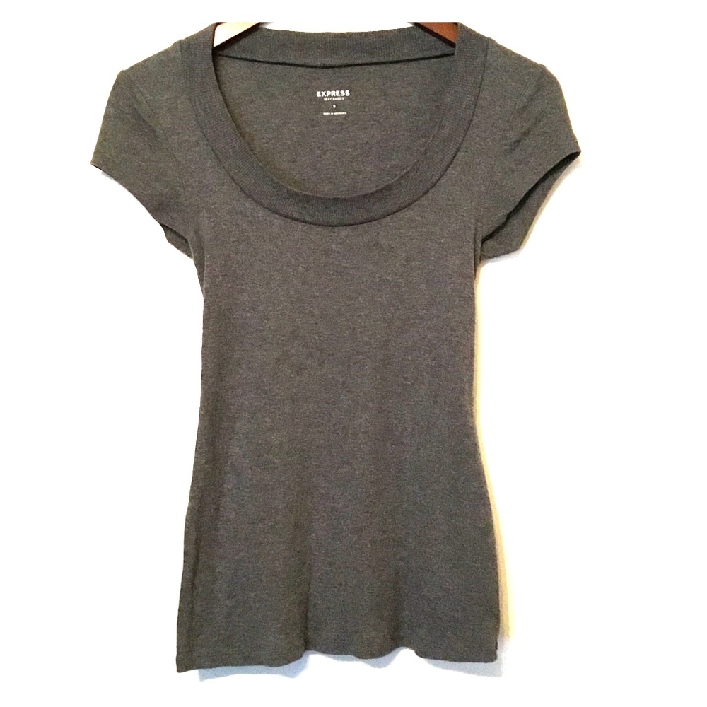 Express Sexy Basics Gray Short Sleeve Shirt