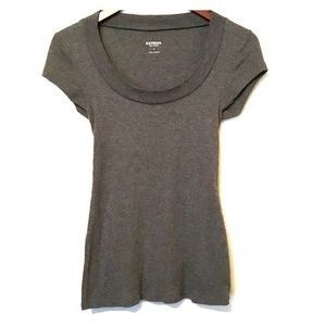 Express Sexy Basics Gray Short Sleeve Shirt