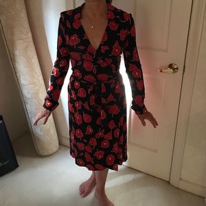 DVF black and red wrap dress