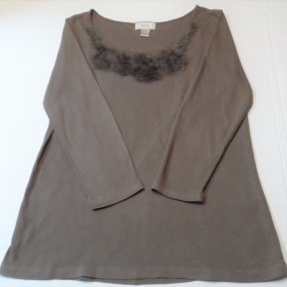 Long Sleeve Tee Embellished Ann Taylor Loft Small - Picture 2 of 5