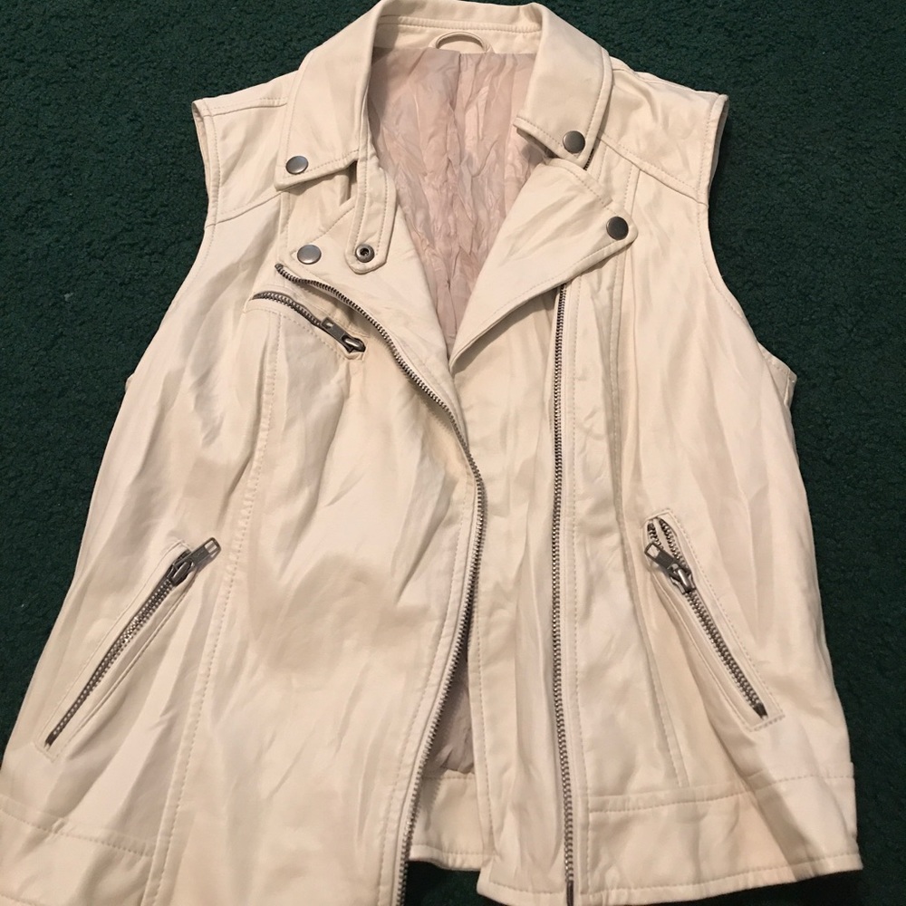 Leather Vest - Tan/cream