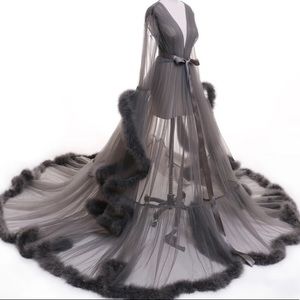 Chiffon feather robe