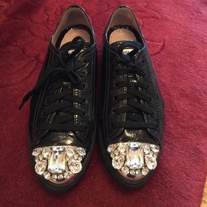 Mini miu black Bejeweled sneakers