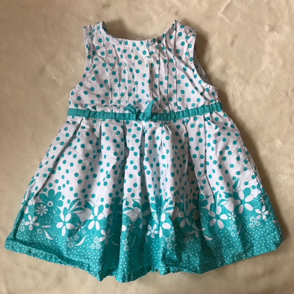 Teal Dots & Flowers Dress