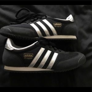 Black & Silver Adidas Dragon. Women's 8