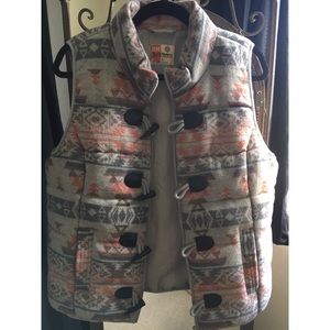 Native print puffy vest
