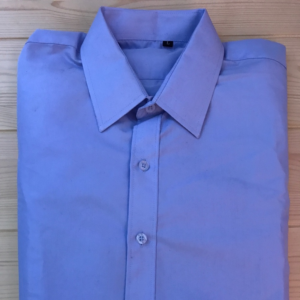 Blue Men's Button up Dress Shirt (size L)