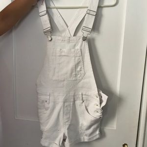 White overall shorts