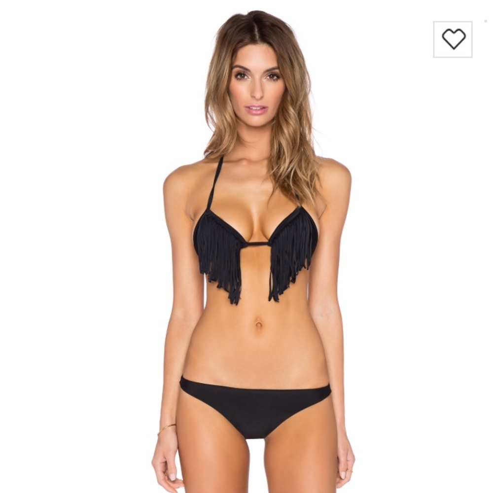 Stone fox swim Harlow fringe bathing suit top