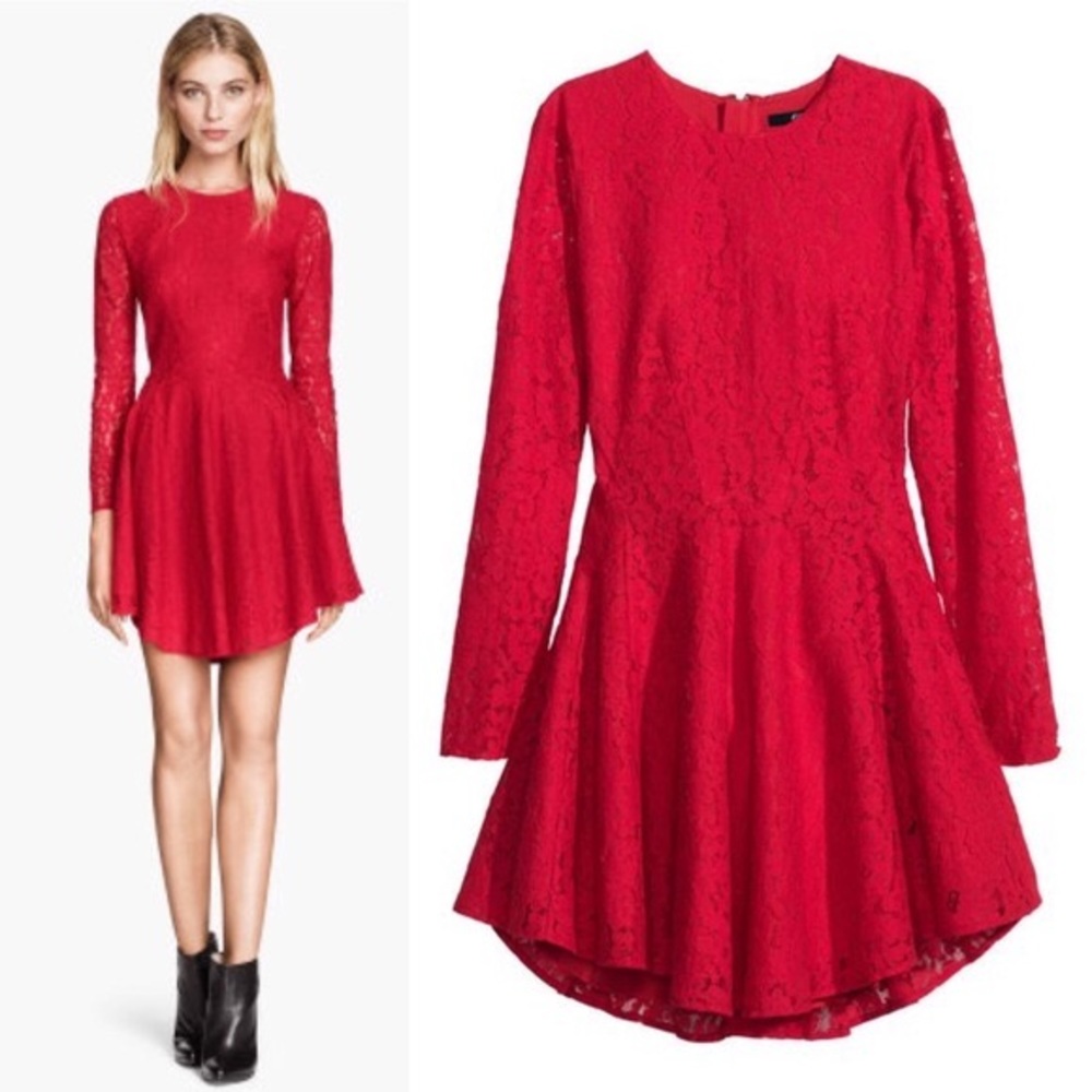 H&M Red Circle Lace Dress