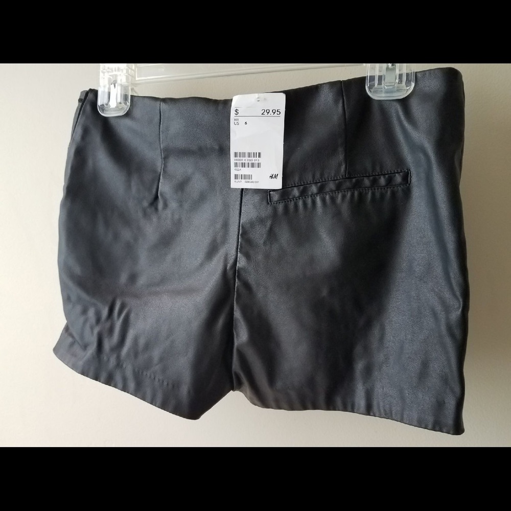 Black vegan leather shorts