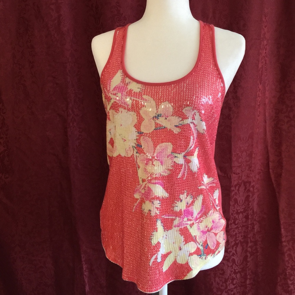 Floral Sequined racerback Tank top