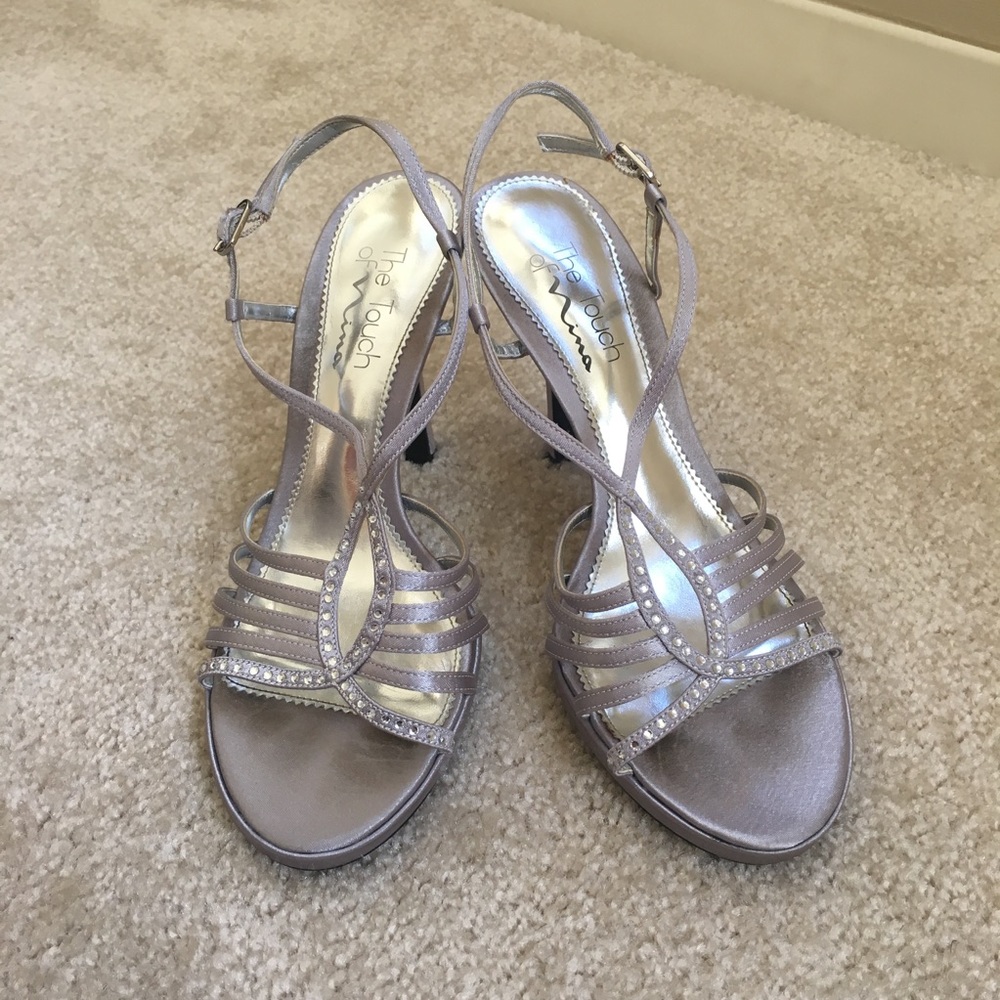 Touch Of Nina Silver Strappy Heeled Sandals