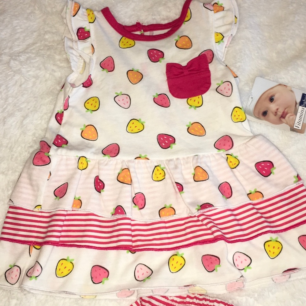 New! Vitamins Baby dress + matching diaper cover - Picture 3 of 4