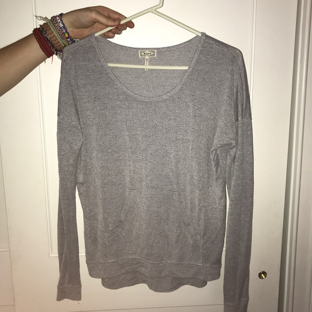 Gray sweater with front pocket