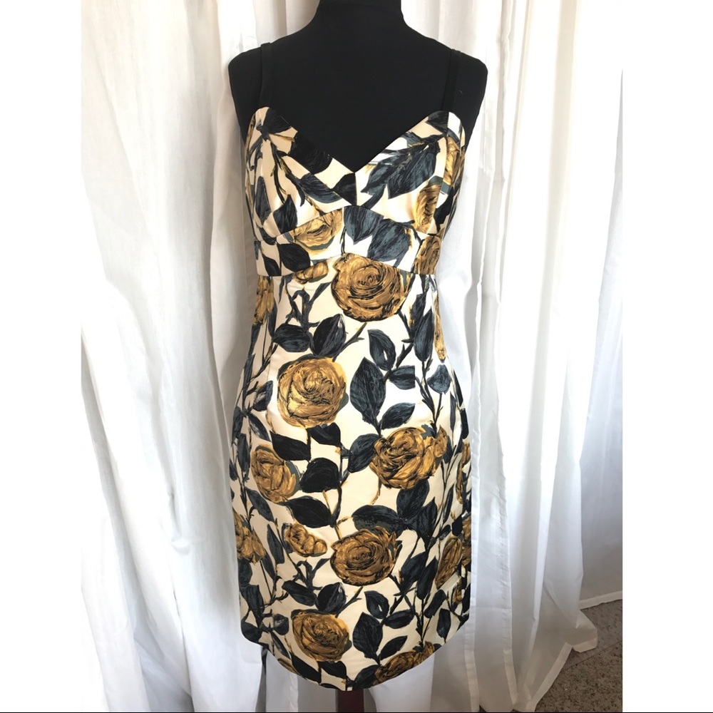 Milly of NY Navy & Mustard Floral Dress
