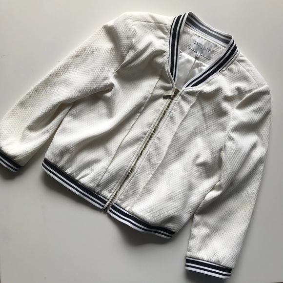 Anthropologie Jackets & Blazers - Lucy Paris Cropped White Cream Zip Bomber Blazer
