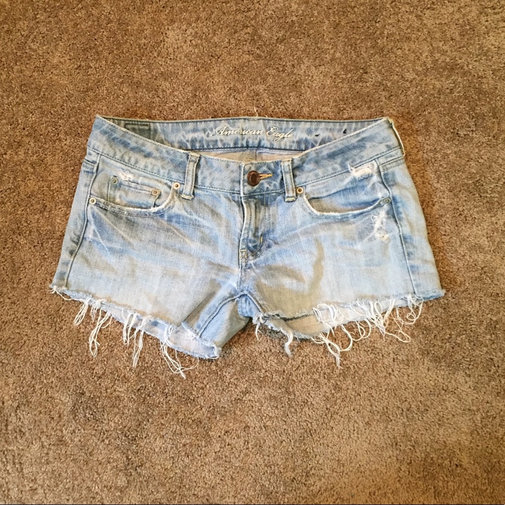 Light Distressed Jean Shorts