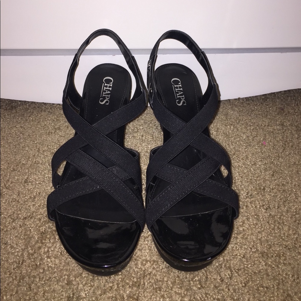 Black Stappy Wedges