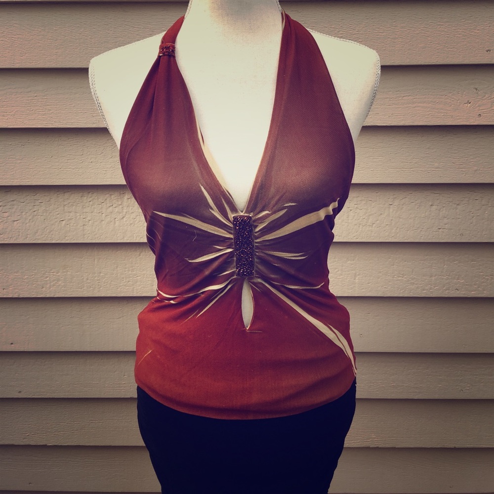 halter top with rhinestone accent
