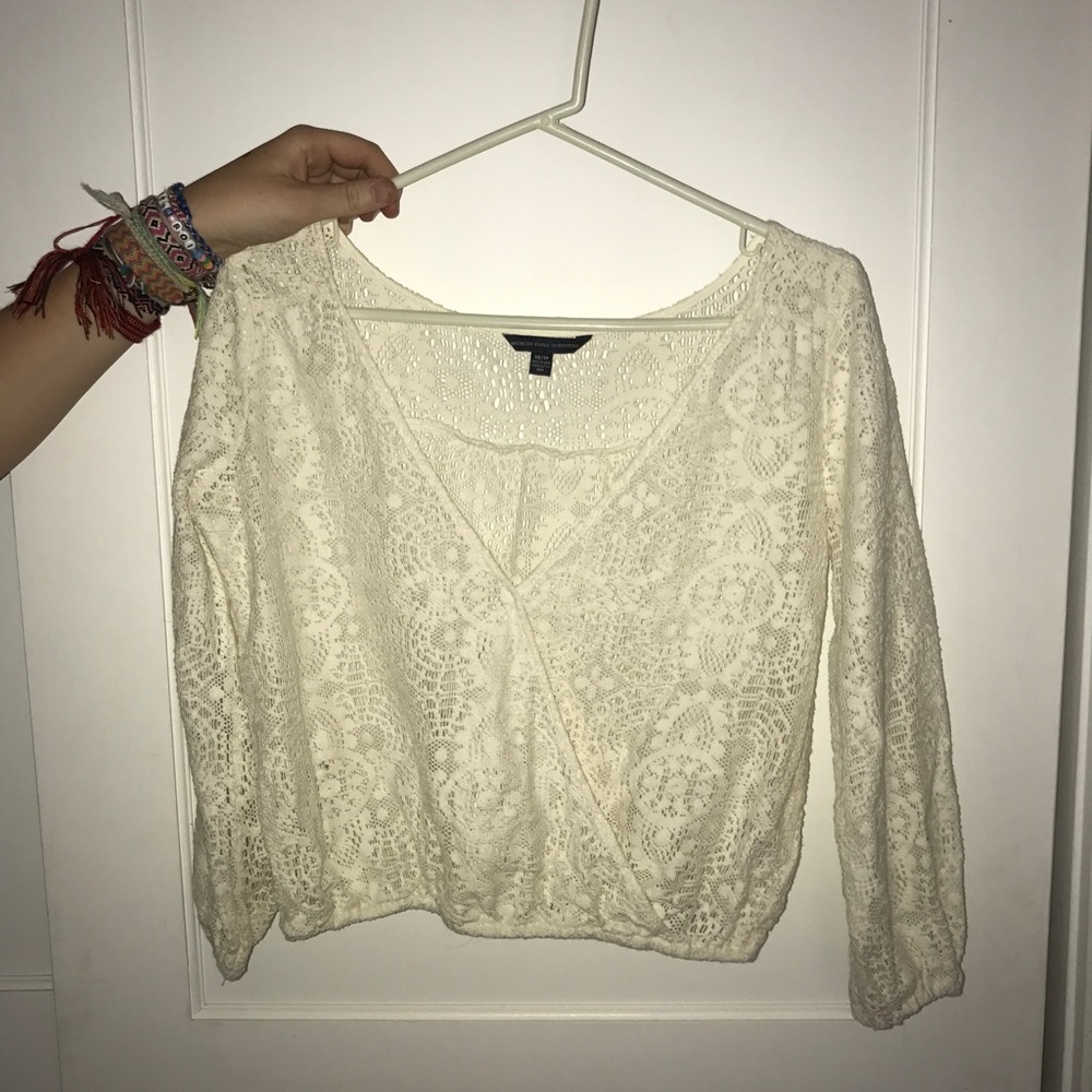 White lace cross top