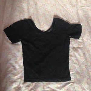 Black lace crop top