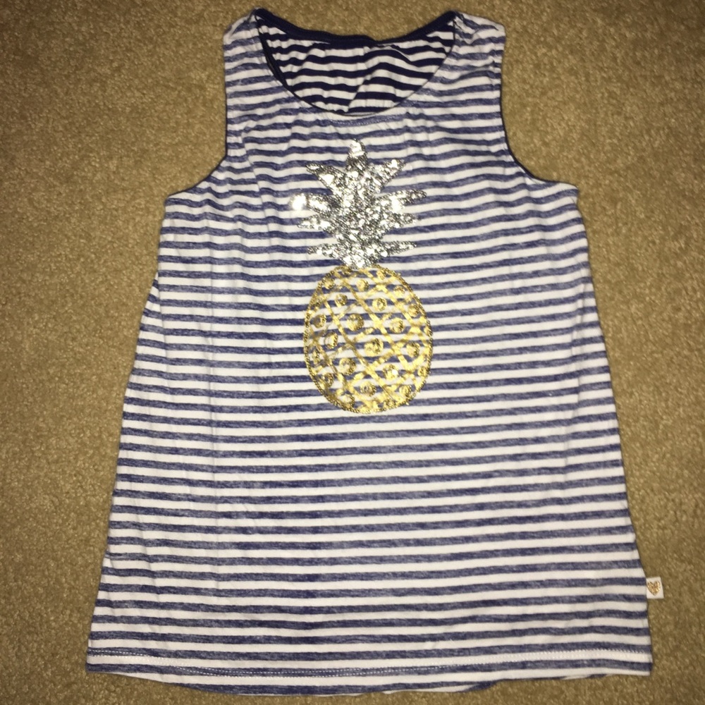 Navy Blue And White Pineapple Striped Tank top