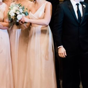 Amsale size4 silk chiffon blush one shoulder G787C