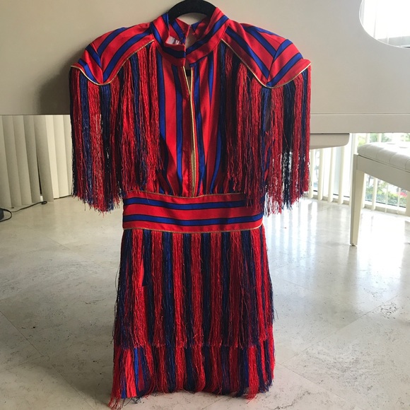 Red and blue dress - Picture 2 of 7