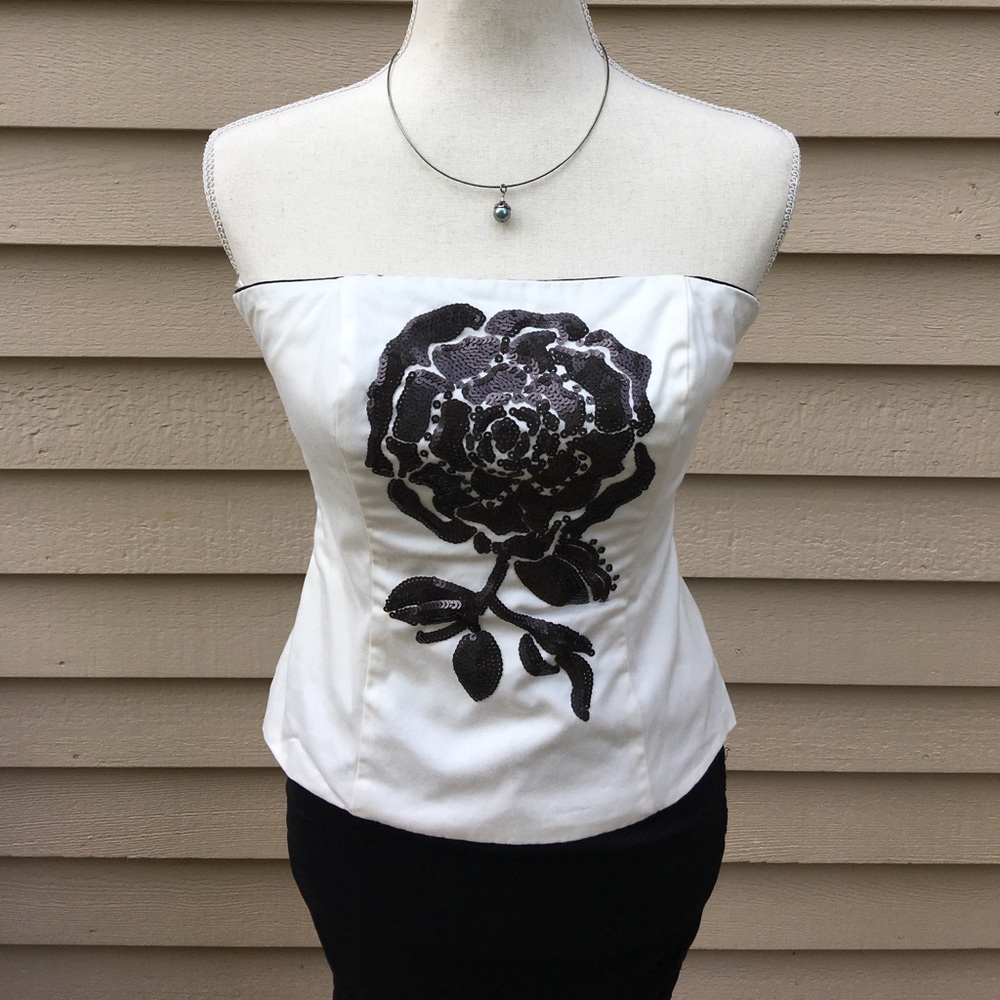 White House Black Market black and white corset